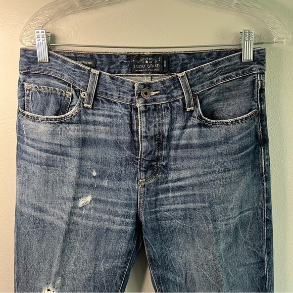 Lucky Brand Women's Sienna Slim Boyfriend Jeans Sz 26 Distressed Button Fly - Picture 2 of 15